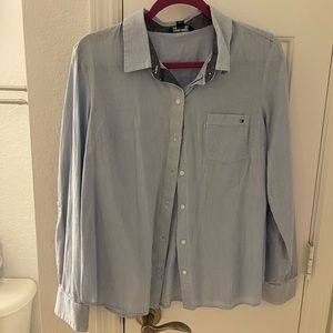 tommy hilfiger blue button up